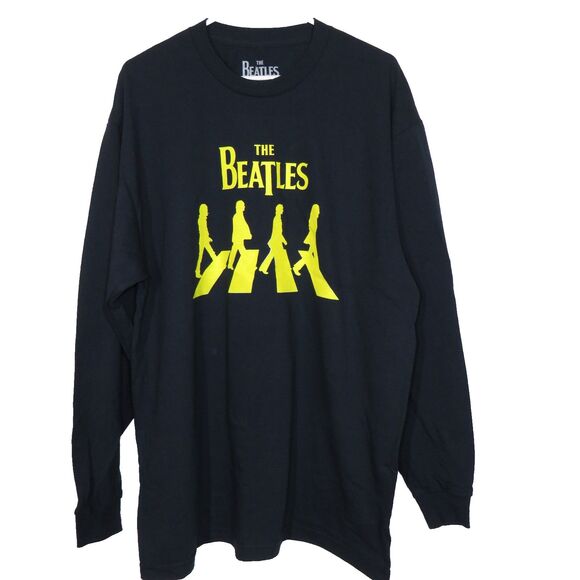 The Beatles Abbey Road Navy Heavy Cotton Long Sleeve Band Tee Unisex Adult Large